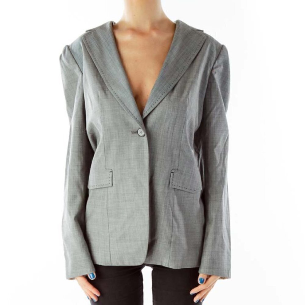 Elie Tahari Gray Wool Blazer